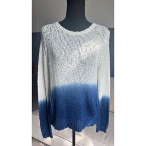 For sale is a woman’s Elliott Lauren Sweater in Cream and Blue Dip Dye Size L